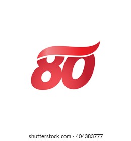number 80 swoosh design template logo red