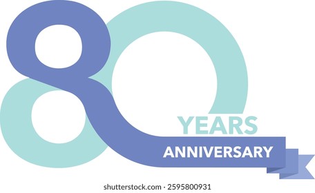 Number 80 years anniversary two color blue and light sky blue.
