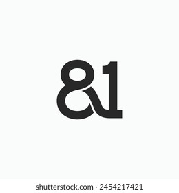 Logo del monograma número 81. Ilustración vectorial objeto aislado en el fondo.