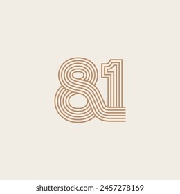 número 81 línea múltiple elegante logotipo elegante, icono, signo, símbolo Plantilla