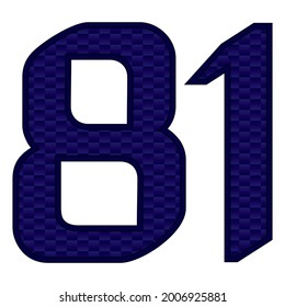 Number 81 Vector Illustration. Blue Number Eighty One With Abstract Pattern Isolated On A White Background
