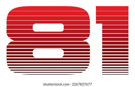 Number 81 Vector Illustration. Red Number Eighty One Isolated On A White Background
