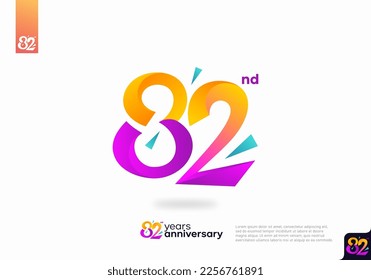 Nummer 82 Logo-Icon-Design, 82. Geburtstag-Logo-Nummer, Jubiläum 82