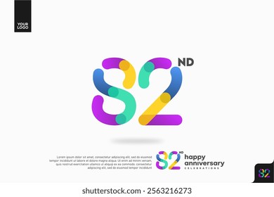 Number 82 logo icon design, 82nd birthday logo number, anniversary 82