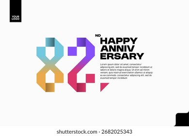 Número 82 logotipo ícone design, 82º aniversário logotipo número, aniversário 82