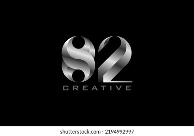 Number 82 Logo. number 82 with silver colour, usable for anniversary and business logos, vector illustration