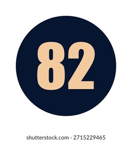 Un número 82 en un diseño de Vector de icono de fondo azul