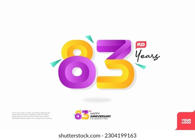 Diseño del icono del logo número 83, número del logotipo de cumpleaños número 83, aniversario 83