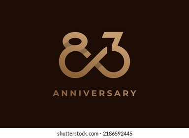 Number 83 Logo, Number 83 with infinity icon combination, can be used for birthday and business logo templates, flat design logo, vector illustration svg