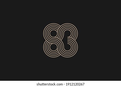 Number 83 Logo, Monogram Number 83 logo multi line style, usable for anniversary and business logos, flat design logo template, vector illustration svg