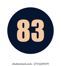 a number 83 on a blue background icon vector design