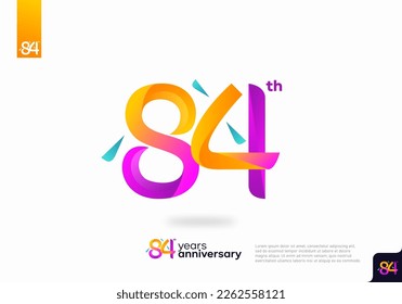 Nummer 84 Logo Symbol Design, 84. Geburtstag Logo-Nummer, 84. Jubiläum.