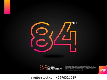 Diseño del icono del logo número 84, número del logotipo de cumpleaños número 84, aniversario 84