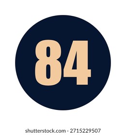 a number 84 on a blue background icon vector design