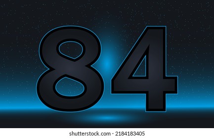 Number 84 vector. Luxury blue number 84 with luxurious modern background. vector design for celebration, invitation card and greeting card