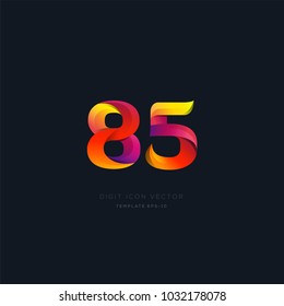 Number 85 eighty five multi colour digit icon vector template.
