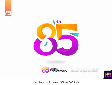 Diseño del icono del logo número 85, número del logotipo de cumpleaños número 85, aniversario 25
