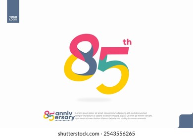Número 85 diseño de icono de logotipo, número de logotipo de cumpleaños 85, aniversario 85