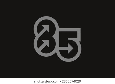 Number 85 Logo, Monogram number 85 with Arrow combination, usable for business and anniversary logos, flat design logo template, vector illustration
