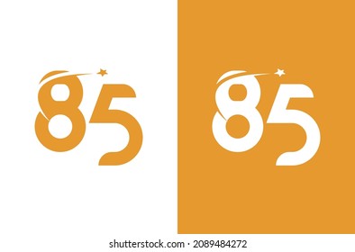 Logotipo número 85 con concepto de estrella. Logo para aniversario o elemento vector