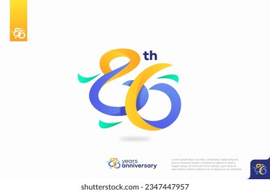 Number 86 logo icon design, 86th birthday logo number, anniversary 86