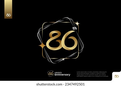 Diseño del icono del logo número 86, número del logotipo de cumpleaños número 86, aniversario 86
