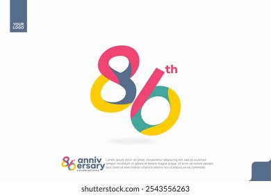 Número 86 logotipo ícone design, 86º aniversário logotipo número, aniversário 86