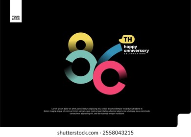 Number 86 logo icon design, 86th birthday logo number, anniversary 86