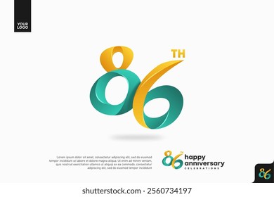 Number 86 logo icon design, 86th birthday logo number, anniversary 86