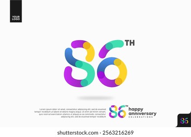 Number 86 logo icon design, 86th birthday logo number, anniversary 86