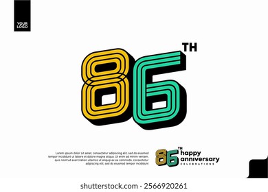Number 86 logo icon design, 86th birthday logo number, anniversary 86
