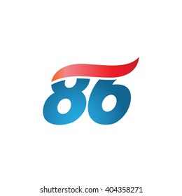 number 86 swoosh design template logo blue red
