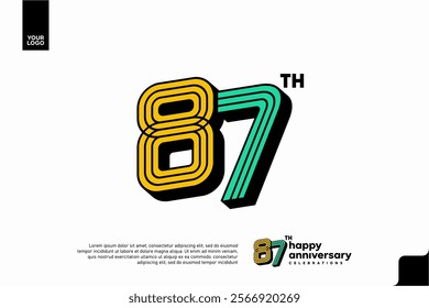 Number 87 logo icon design, 87th birthday logo number, anniversary 87