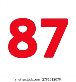 number 87. simple flat vector illustrations