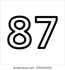 number 87. simple flat vector illustrations
