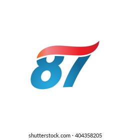 number 87 swoosh design template logo blue red
