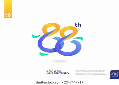 Diseño del icono del logo número 88, número del logotipo de 88 años, aniversario 88