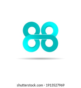 Number 88 logo vector with bright blue gradient 3d model