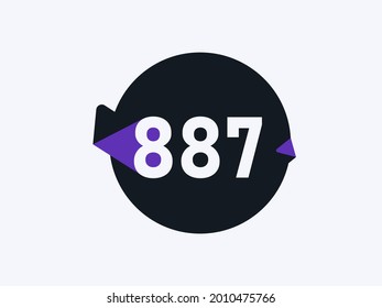 Number 887 logo icon design vector image