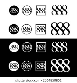 Number 888 collection black and white background