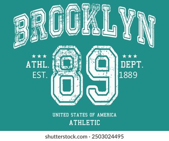 number 89 grunge, Brooklyn typography, Number sport typography, Vector illustration on the theme of New York City, Athletic. Grunge background. Vintage design..eps8