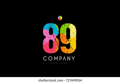 number 89 logo icon design with grunge texture and rainbow colored pattern