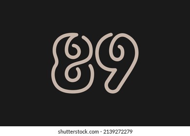 Number 89 Logo, Monogram Number 89 line style, usable for anniversary and business logos, flat design logo template, vector illustration