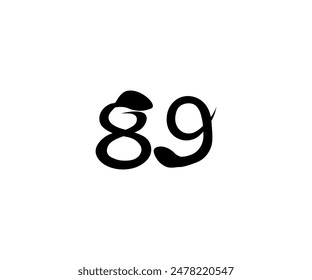 Número 89 Logo, Monograma Número 89 línea estilo, Serpiente en forma de logotipo, utilizable para logotipos de negocios, diseño plano logo Plantilla, Ilustración vectorial, negro