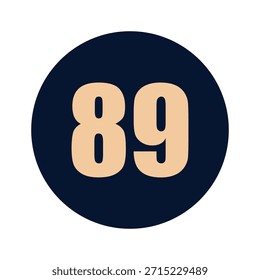 a number 89 on a blue background icon vector design