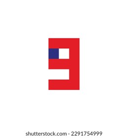 Number 9 or 3, square geometric symbol simple logo vector