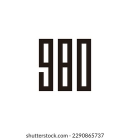 Number 9, 8 and 0 square, rectangle geometric symbol simple logo vector