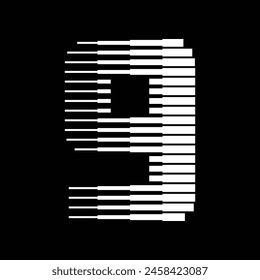 Number 9 Abstract Geometric Line