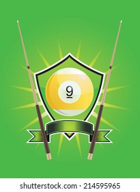 Number 9 billiard shield emblem vector