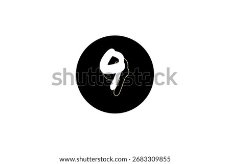 number 9 in a black circle on a white background. A creative and high-quality illustration featuring numbers in an abstract and modern style. Ideal for use in educational materials